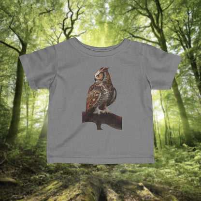 Infant Tee — Rustic Owl Illustration Baby Shirt
