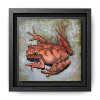 Framed Matte Canvas Print: Frog Art Print