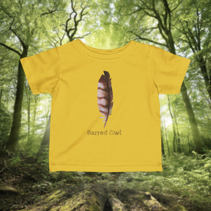 Barred Owl Feather Illustration Infant Tee | Minimalist Nature Inspired Baby Shirt