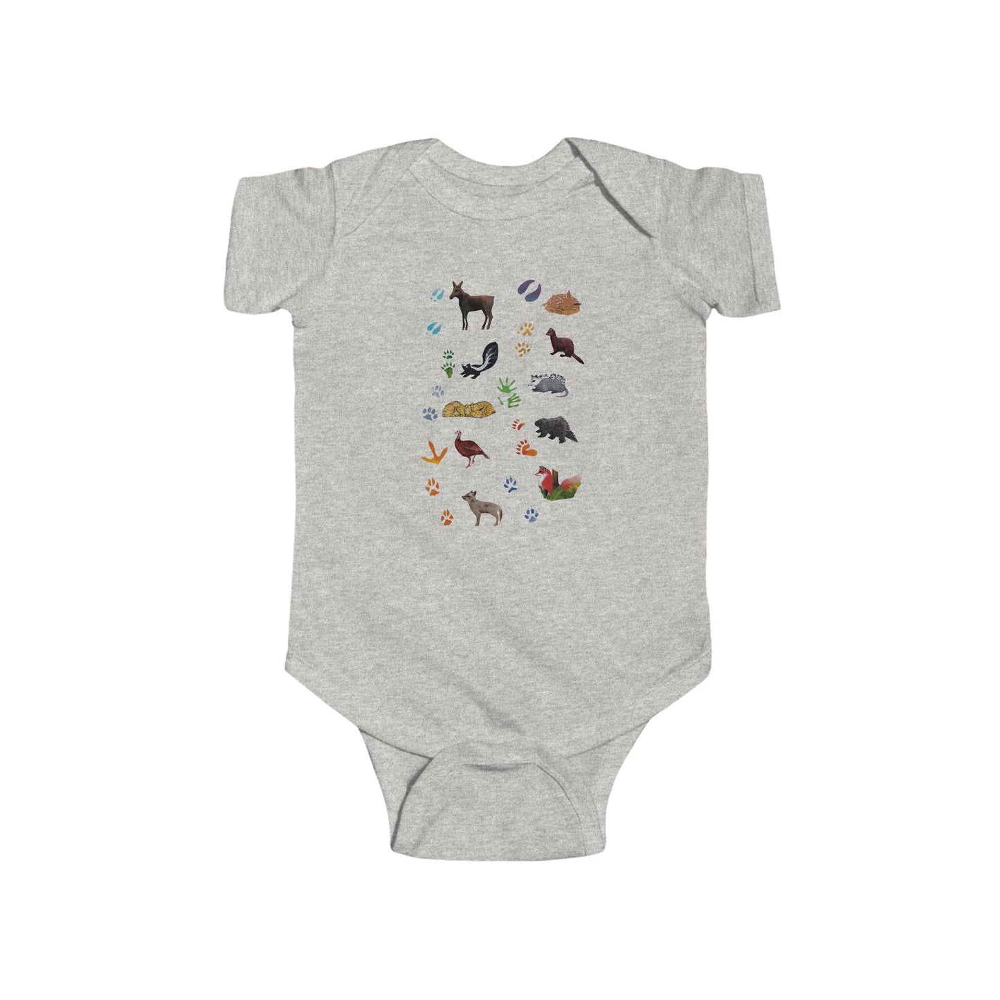 Animal Tracks in the Northeast Illustration on Infant Bodysuit | Nature Onesie