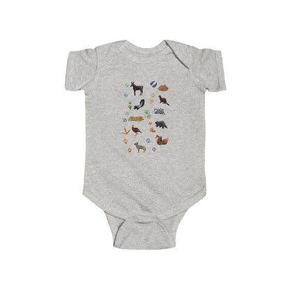 Animal Tracks in the Northeast Illustration on Infant Bodysuit | Nature Onesie