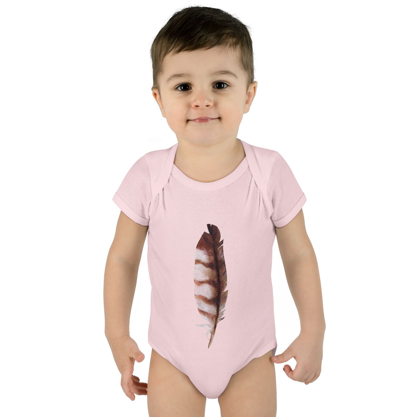 Owl Feather Infant Bodysuit — Cotton Onesie in Summer Colors