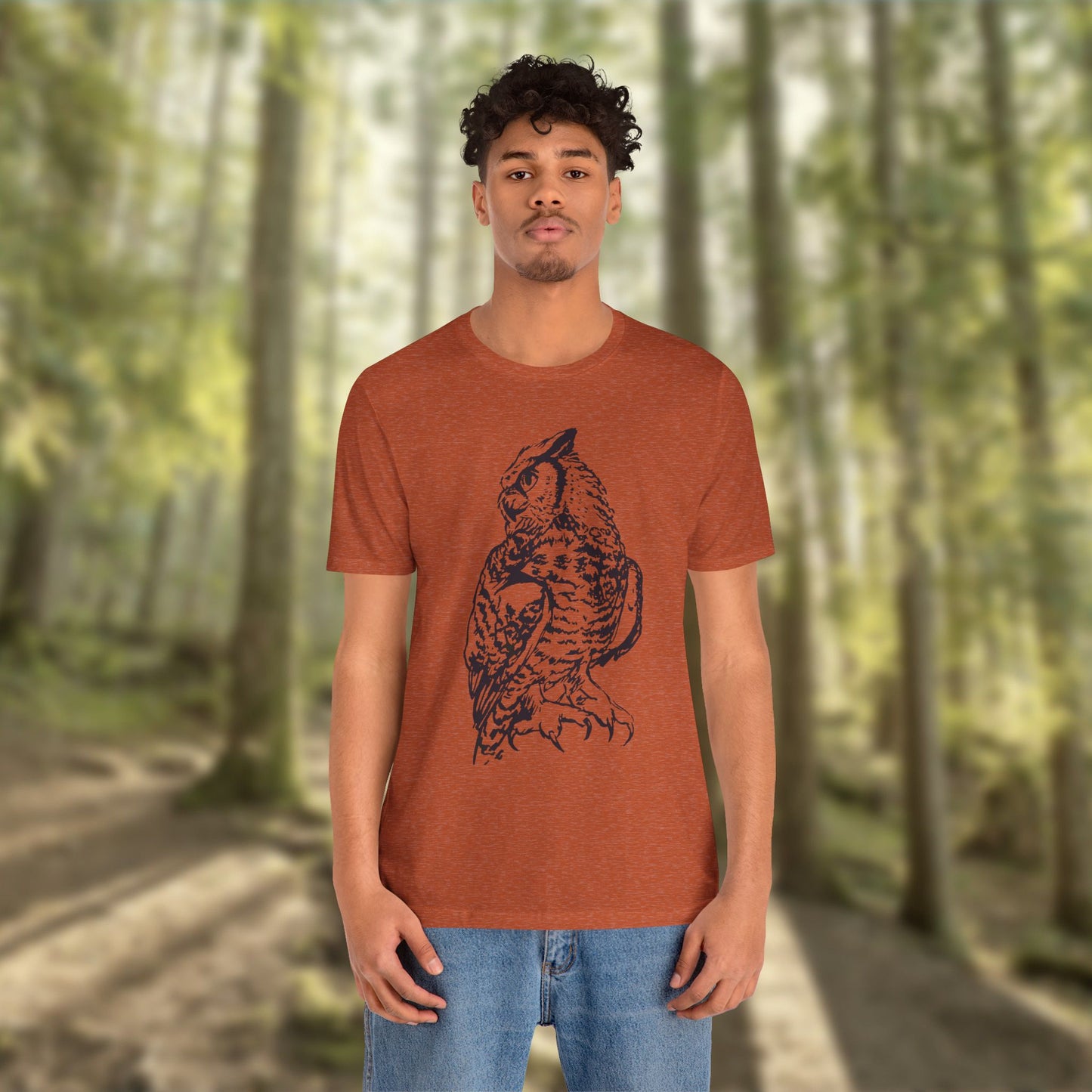 Owl Sketch Tee — Detailed Hand-Drawn Great Horned Owl T-Shirt