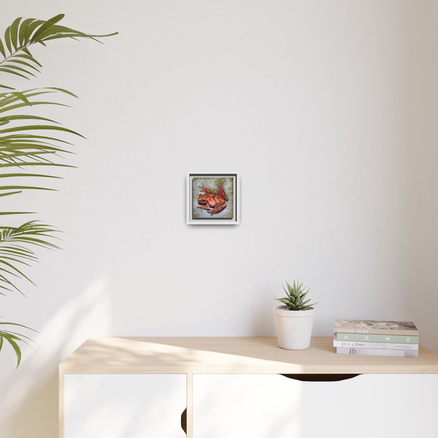 Framed Matte Canvas Print: Frog Art Print