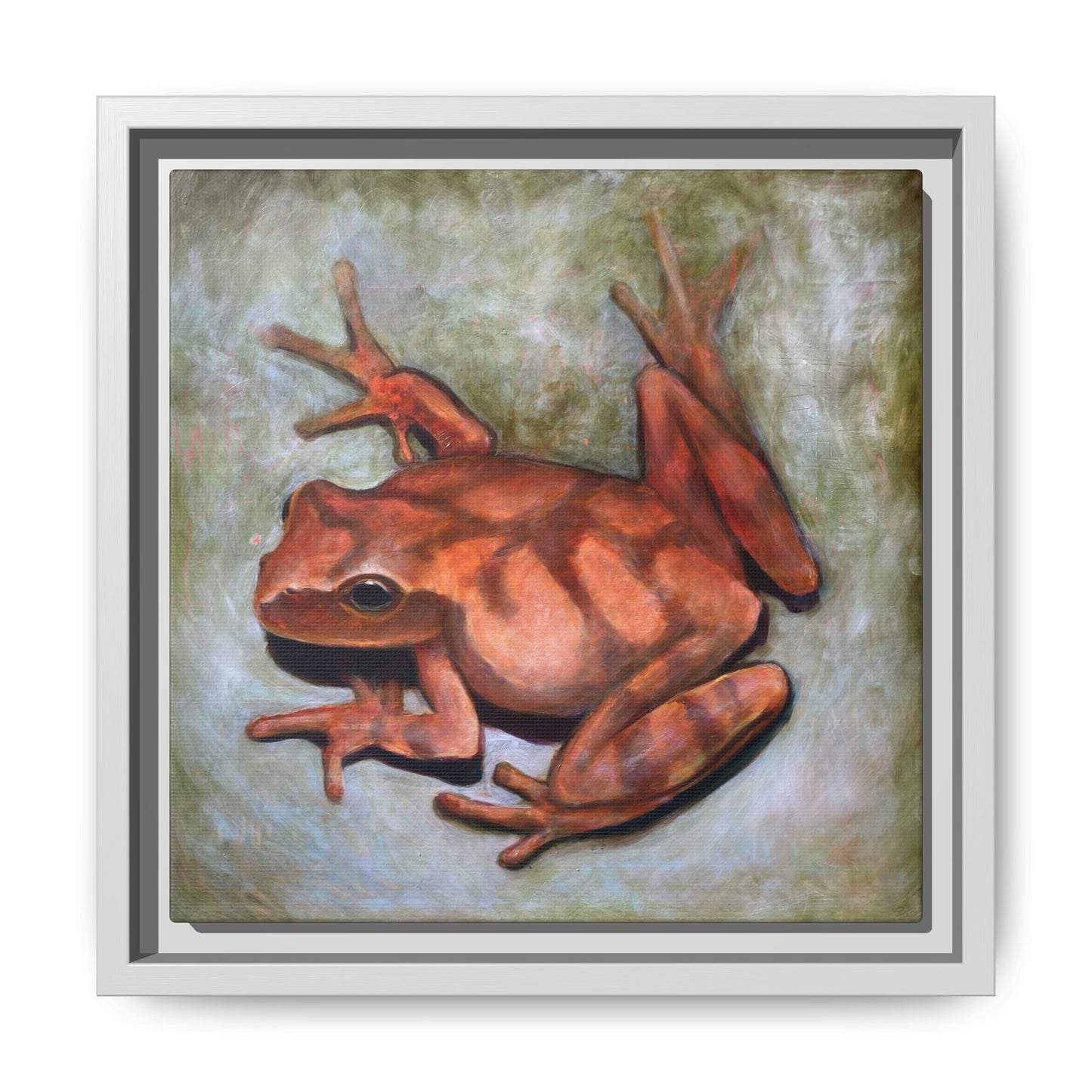 Framed Matte Canvas Print: Frog Art Print