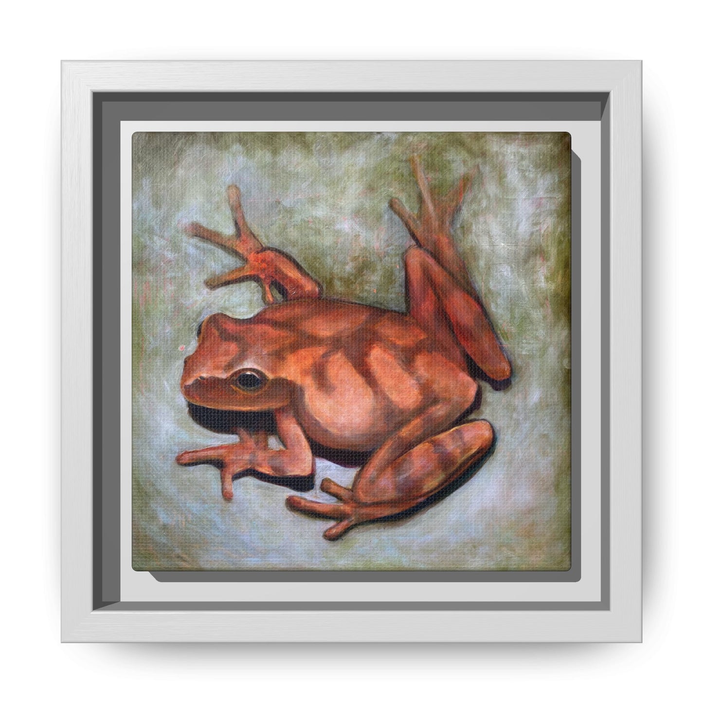 Framed Matte Canvas Print: Frog Art Print