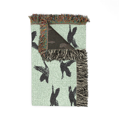 Flying Geese Woven Blanket — 'Canadian Geese Flying North' Cabin Throw