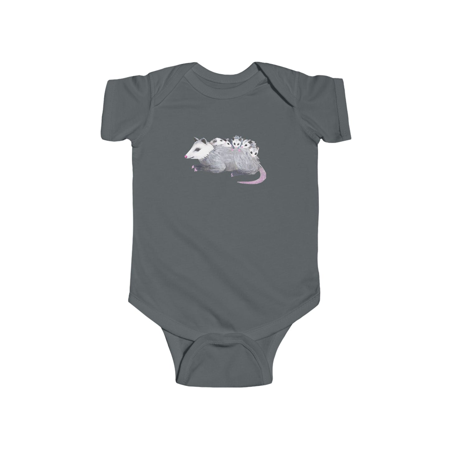 Opossum Mom with Babies Personalized Infant Bodysuit | Hand-Painted Possum DTG Print