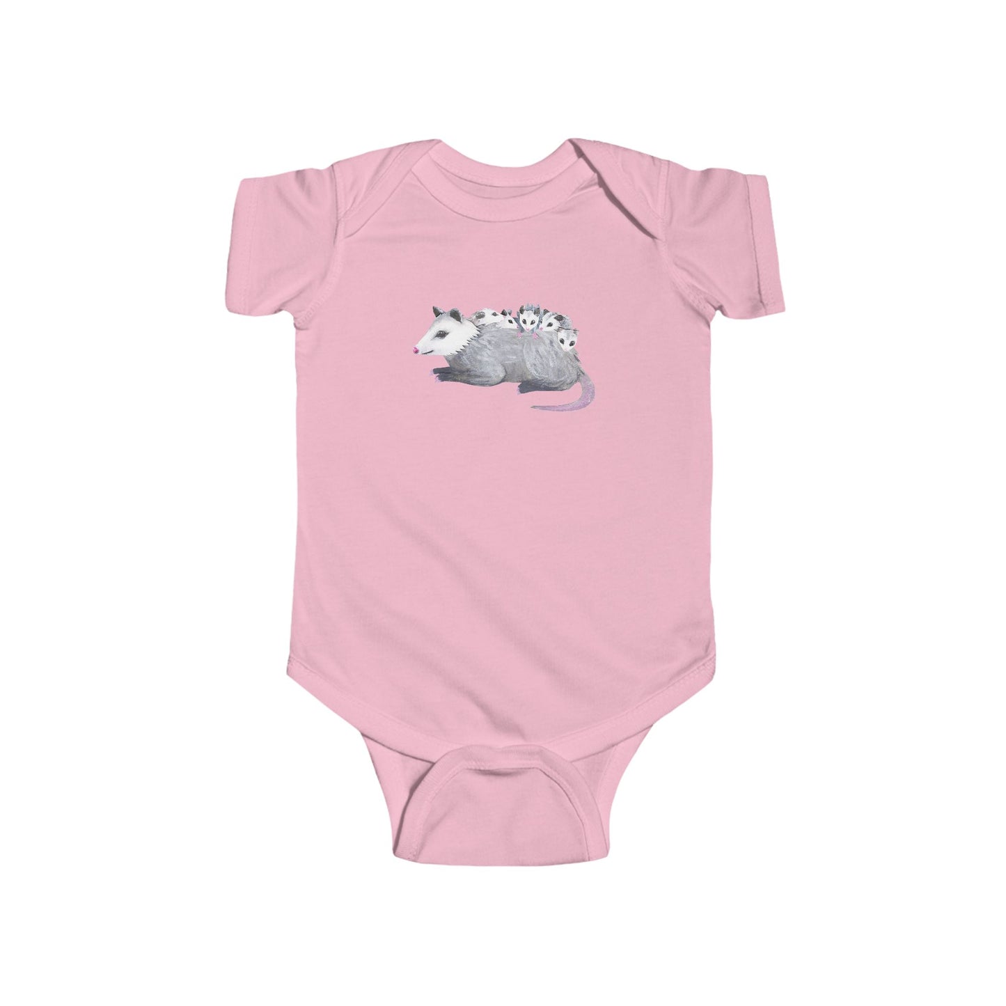 Opossum Mom with Babies Personalized Infant Bodysuit | Hand-Painted Possum DTG Print