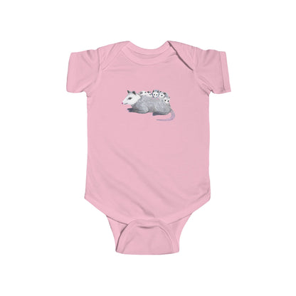 Opossum Mom with Babies Personalized Infant Bodysuit | Hand-Painted Possum DTG Print