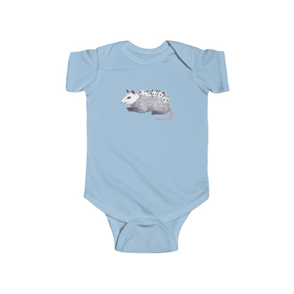 Opossum Mom with Babies Personalized Infant Bodysuit | Hand-Painted Possum DTG Print