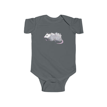 Opossum Mom with Babies Personalized Infant Bodysuit | Hand-Painted Possum DTG Print