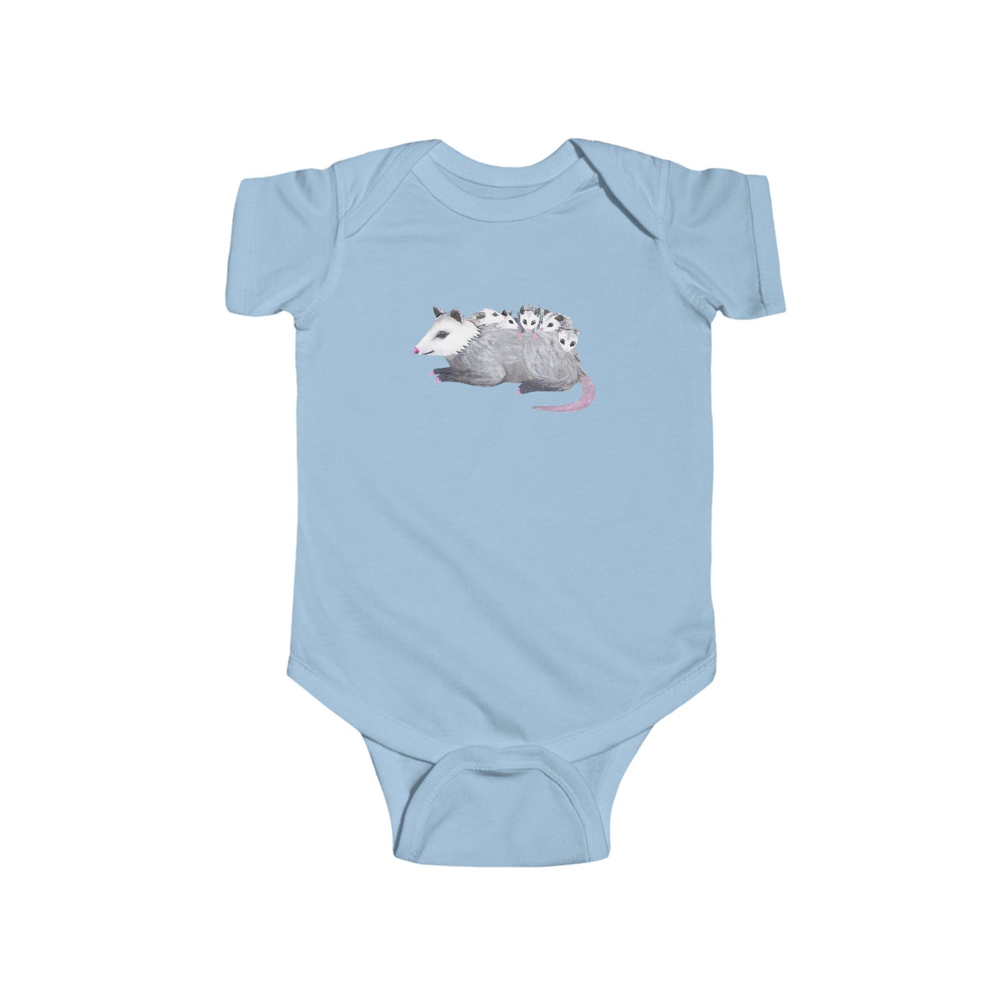 Opossum Mom with Babies Personalized Infant Bodysuit | Hand-Painted Possum DTG Print