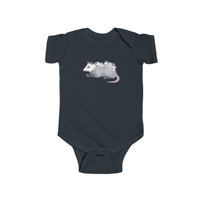 Opossum Mom with Babies Personalized Infant Bodysuit | Hand-Painted Possum DTG Print