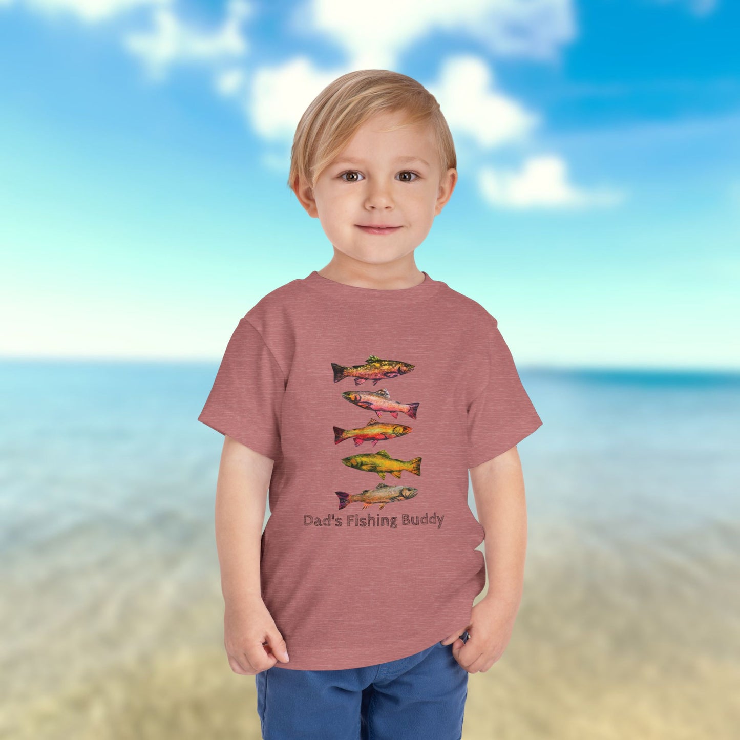 Colorful Trout Toddler Short Sleeve Tee | Fishing Theme Cotton Shirt