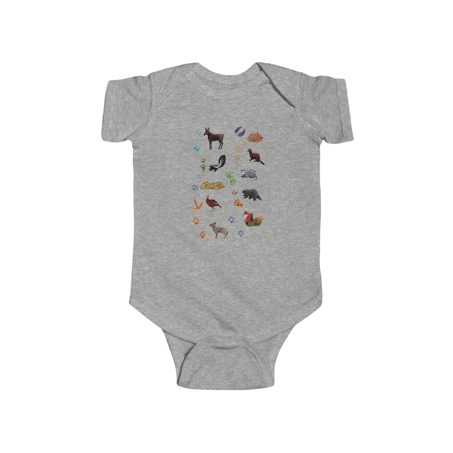 Animal Tracks in the Northeast Infant Bodysuit | Nature Inspired Cotton Baby Clothes