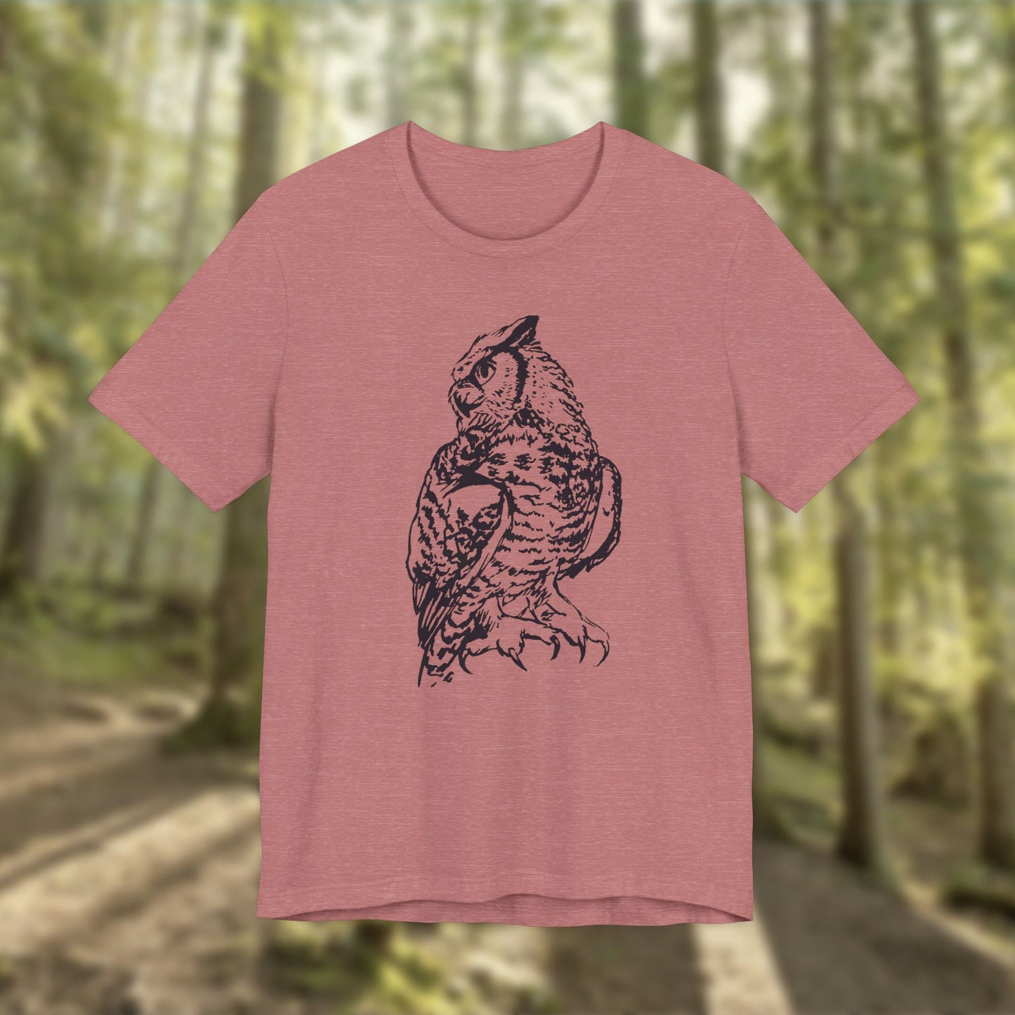 Personalizable Great Horned Owl illustration T-Shirt | Wildlife sketch tee