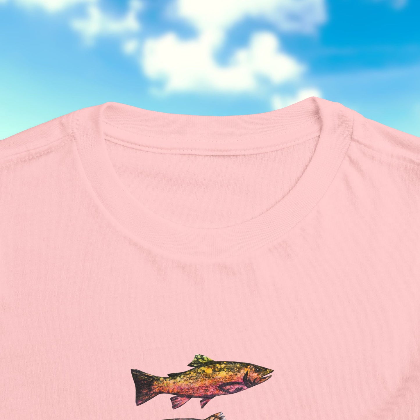 Colorful Trout Toddler Short Sleeve Tee | Fishing Theme Cotton Shirt