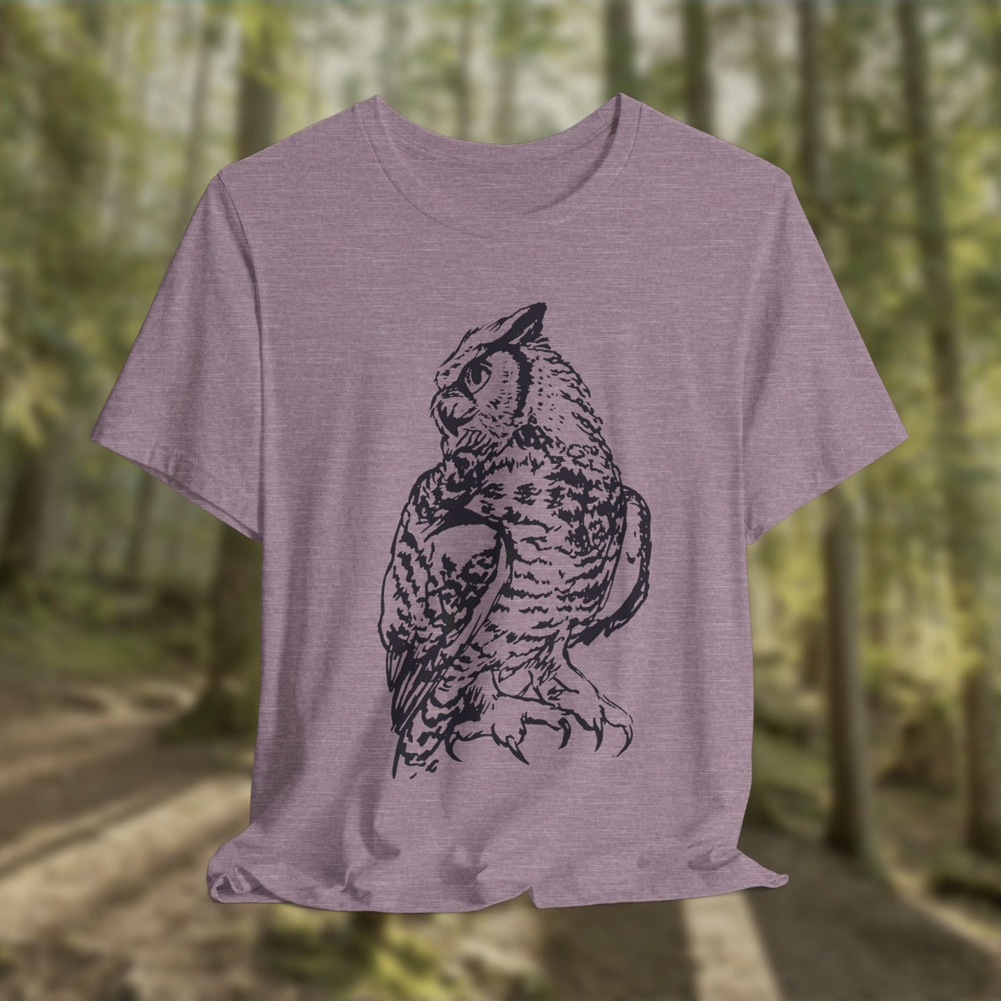 Owl Sketch Tee — Detailed Hand-Drawn Great Horned Owl T-Shirt