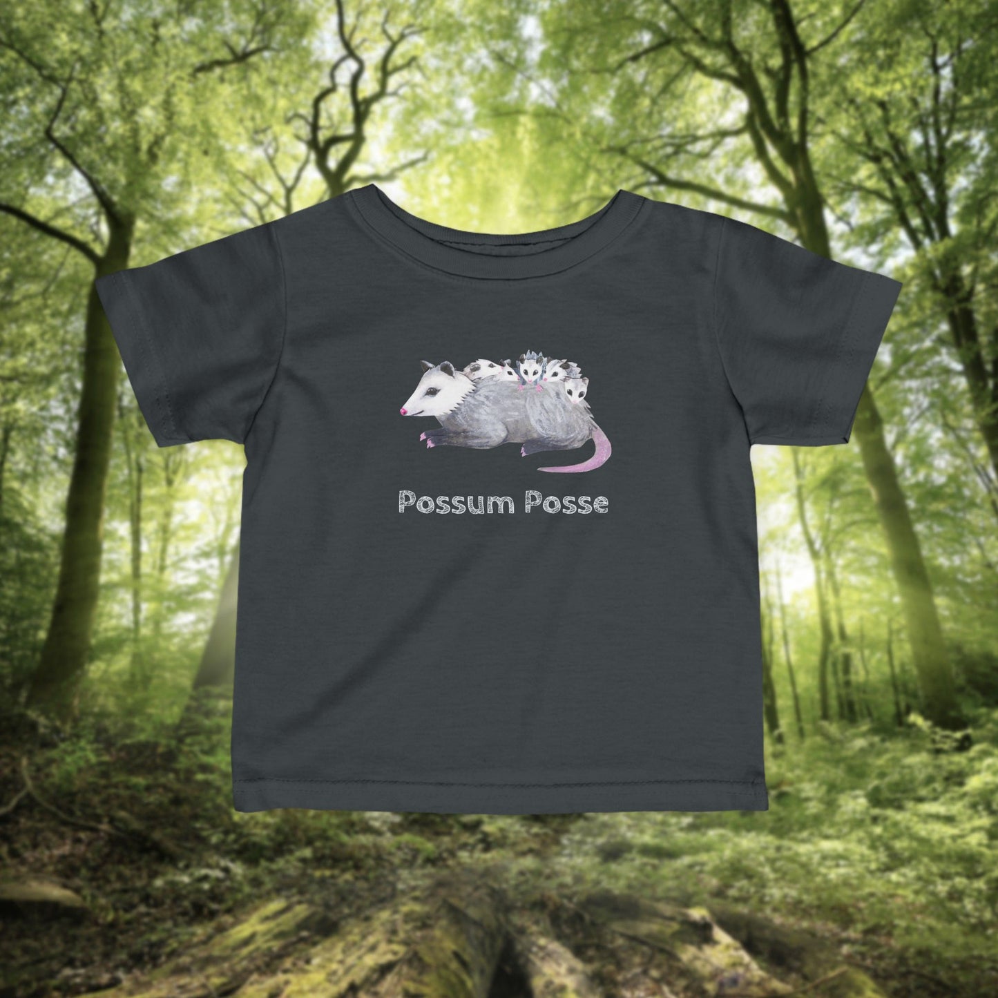 Possum Mom and Babies Illustration Infant Tee | Custom graphic t-shirt