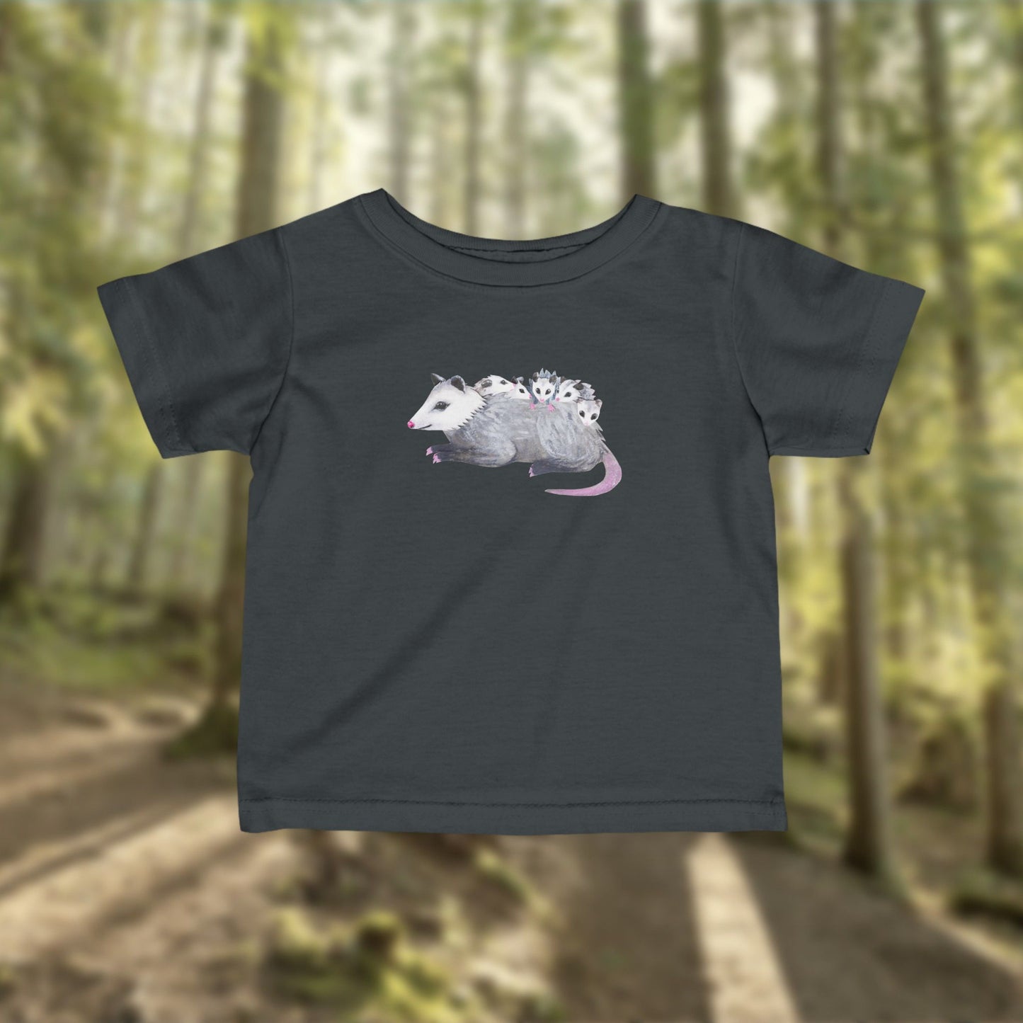 Possum Mom and Babies Illustration Infant Tee | Cute Baby Cotton Tee Shirt