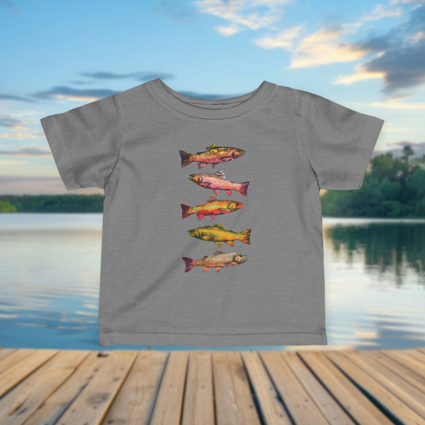 Personalized Infant Tee — Fishing Theme Baby Shirt, Artist Made Design