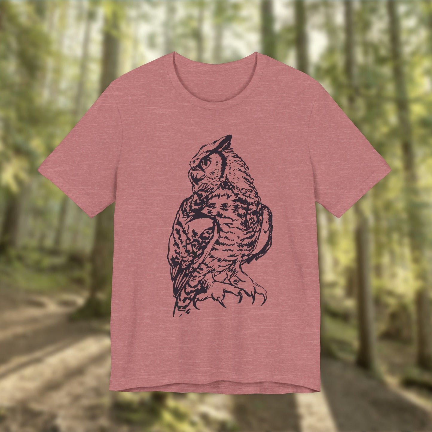 Owl Sketch Tee — Detailed Hand-Drawn Great Horned Owl T-Shirt