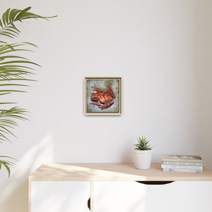 Framed Matte Canvas Print: Frog Art Print