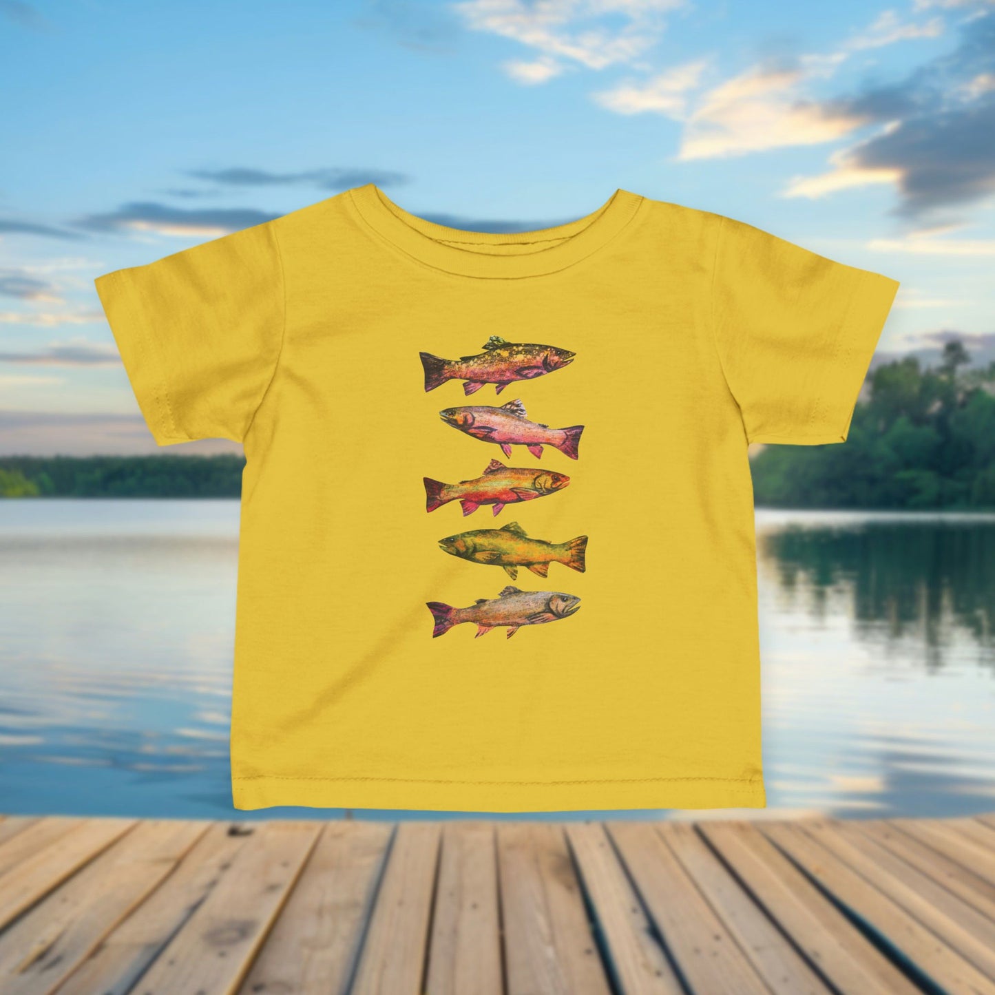 Personalized Infant Tee — Fishing Theme Baby Shirt, Artist Made Design