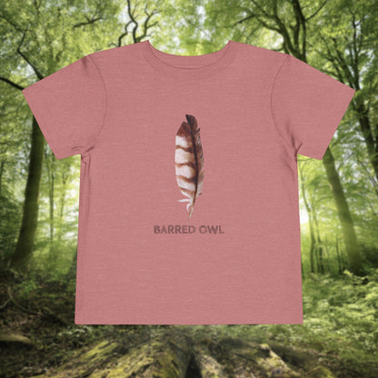 Toddler Tee with Owl Feather Design, Personalizable Text, Unisex Cotton Woodland T-Shirt