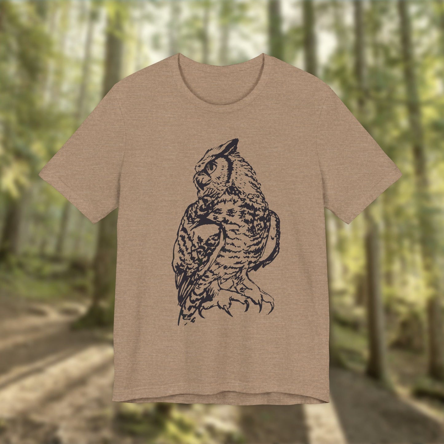 Owl Sketch Tee — Detailed Hand-Drawn Great Horned Owl T-Shirt
