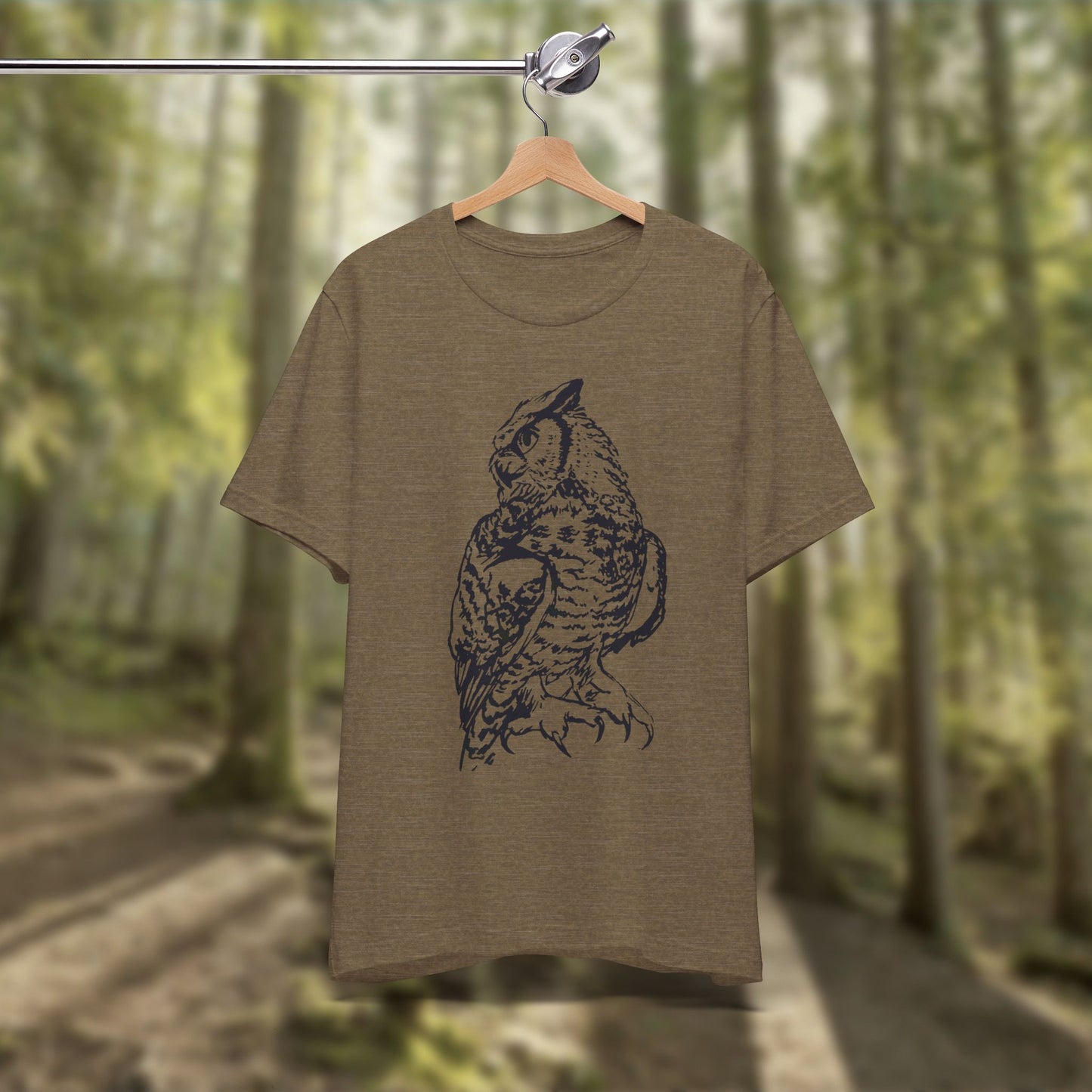Owl Sketch Tee — Detailed Hand-Drawn Great Horned Owl T-Shirt