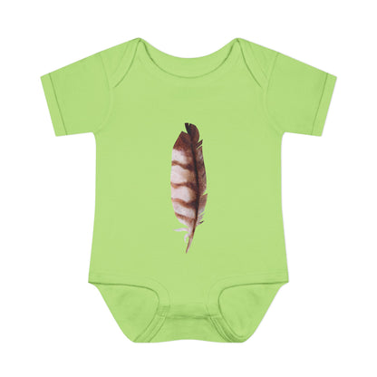 Owl Feather Infant Bodysuit — Cotton Onesie in Summer Colors