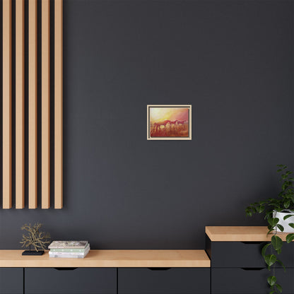 Sunset Meadow Horses Matte Canvas Framed Wall Art