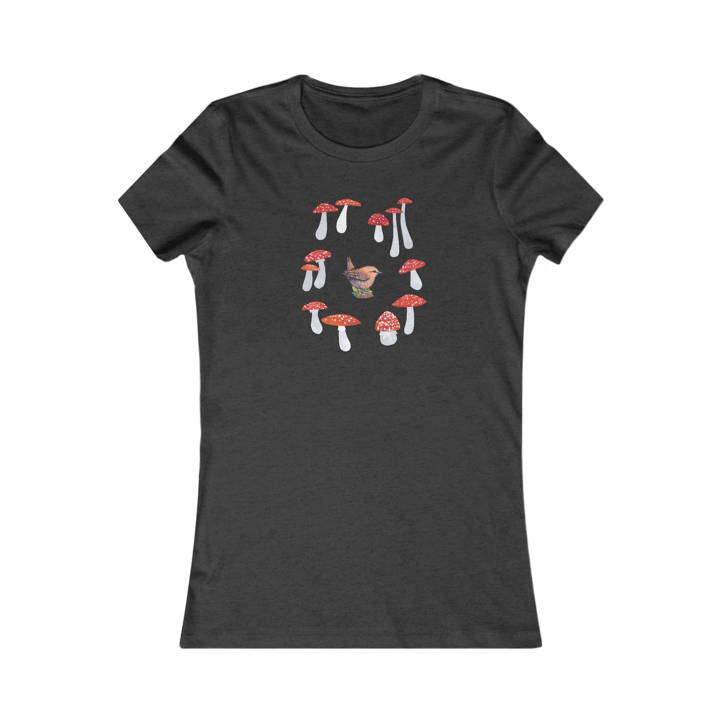 Women's Mushroom Art T-Shirt: Cotton Slim Fit Tee