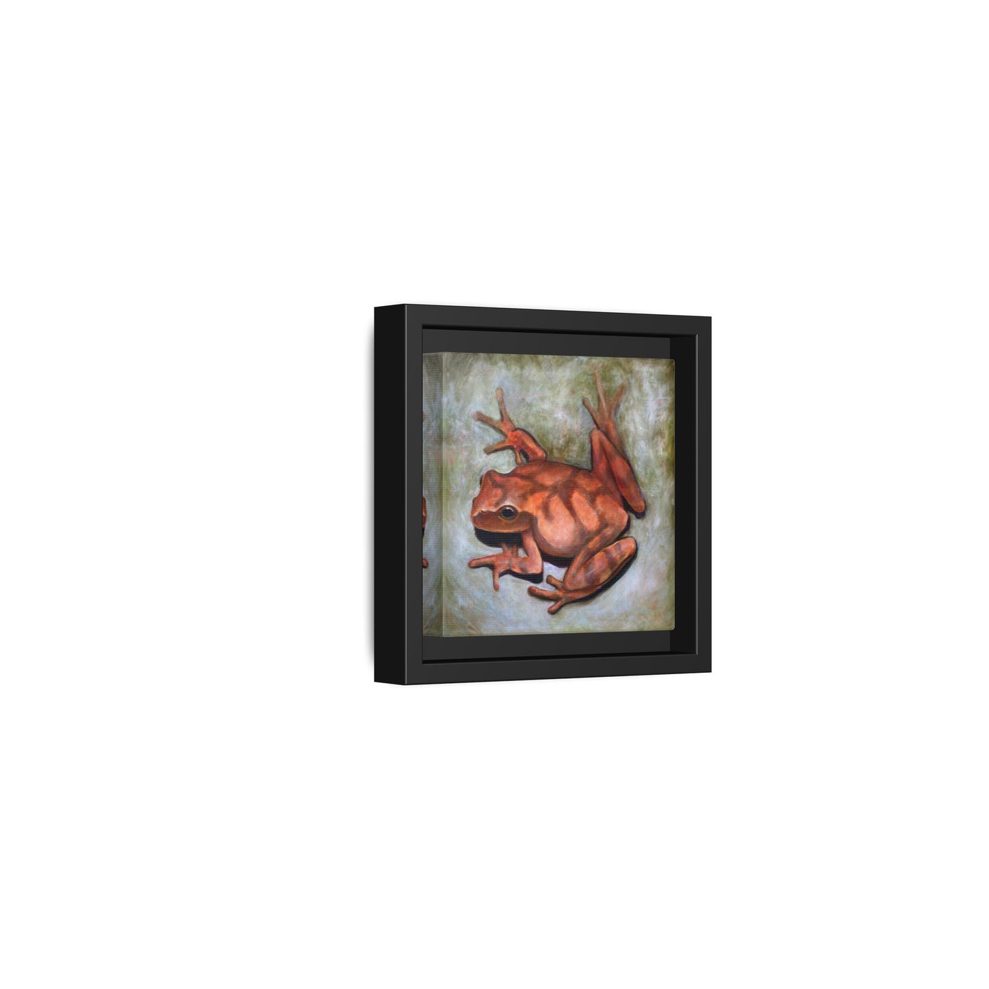 Framed Matte Canvas Print: Frog Art Print