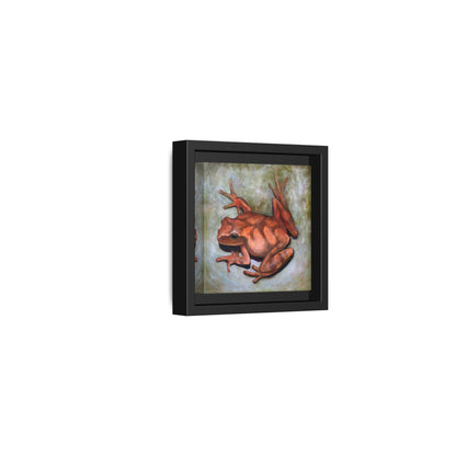 Framed Matte Canvas Print: Frog Art Print
