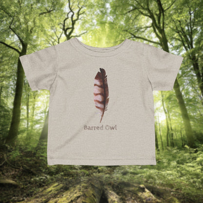Barred Owl Feather Illustration Infant Tee | Minimalist Nature Inspired Baby Shirt