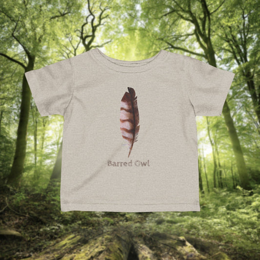 Barred Owl Feather Illustration Infant Tee | Minimalist Nature Inspired Baby Shirt