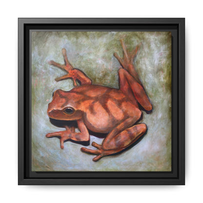 Framed Matte Canvas Print: Frog Art Print