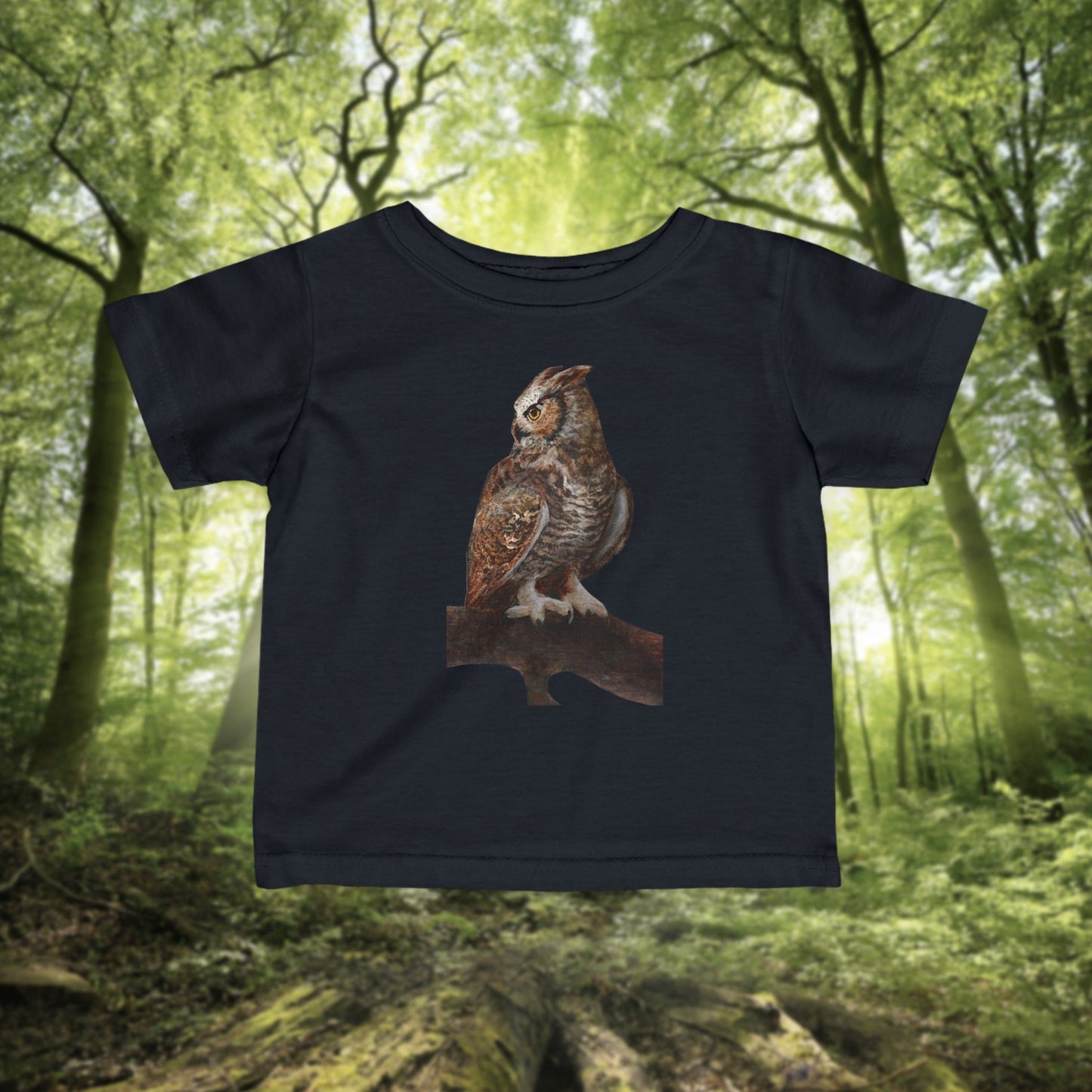 Infant Tee — Rustic Owl Illustration Baby Shirt