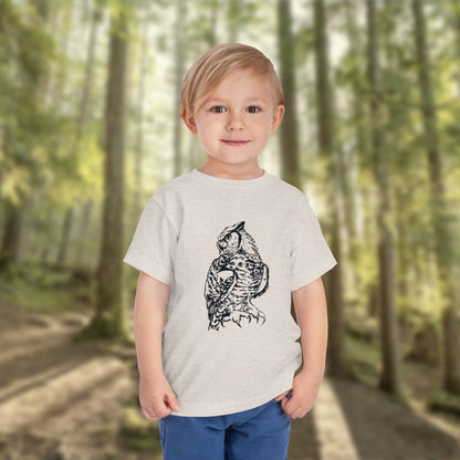 Hand-Drawn Owl Toddler Tee | Great Horned Owl Illustration