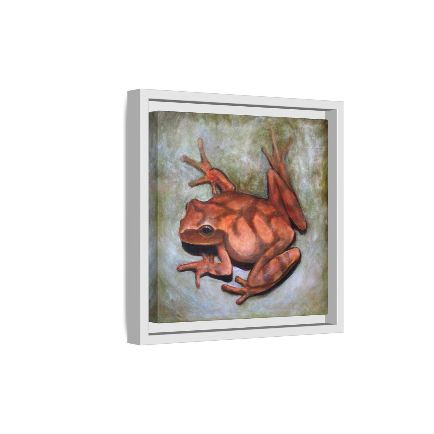 Framed Matte Canvas Print: Frog Art Print