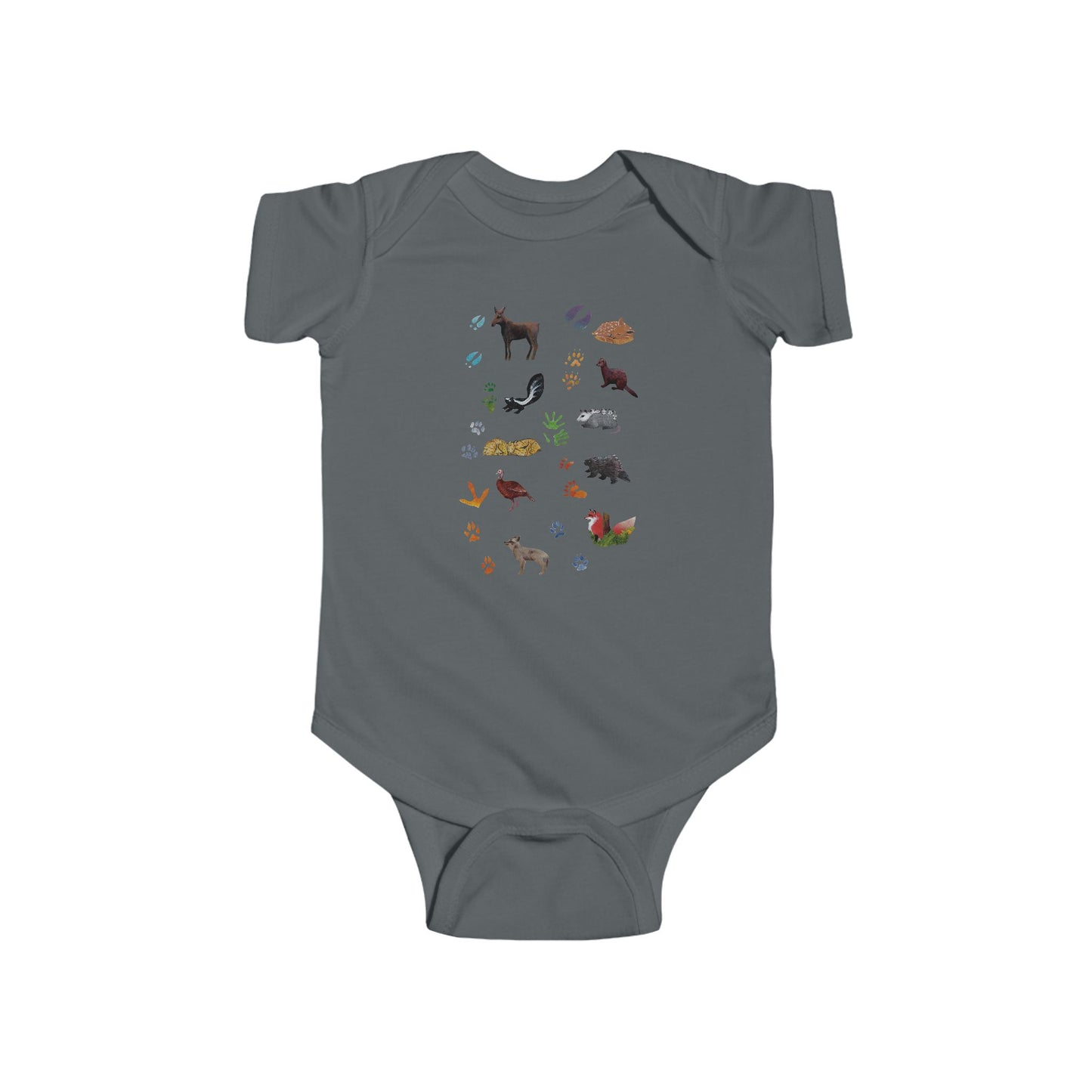 Animal Tracks in the Northeast Infant Bodysuit | Nature Inspired Cotton Baby Clothes