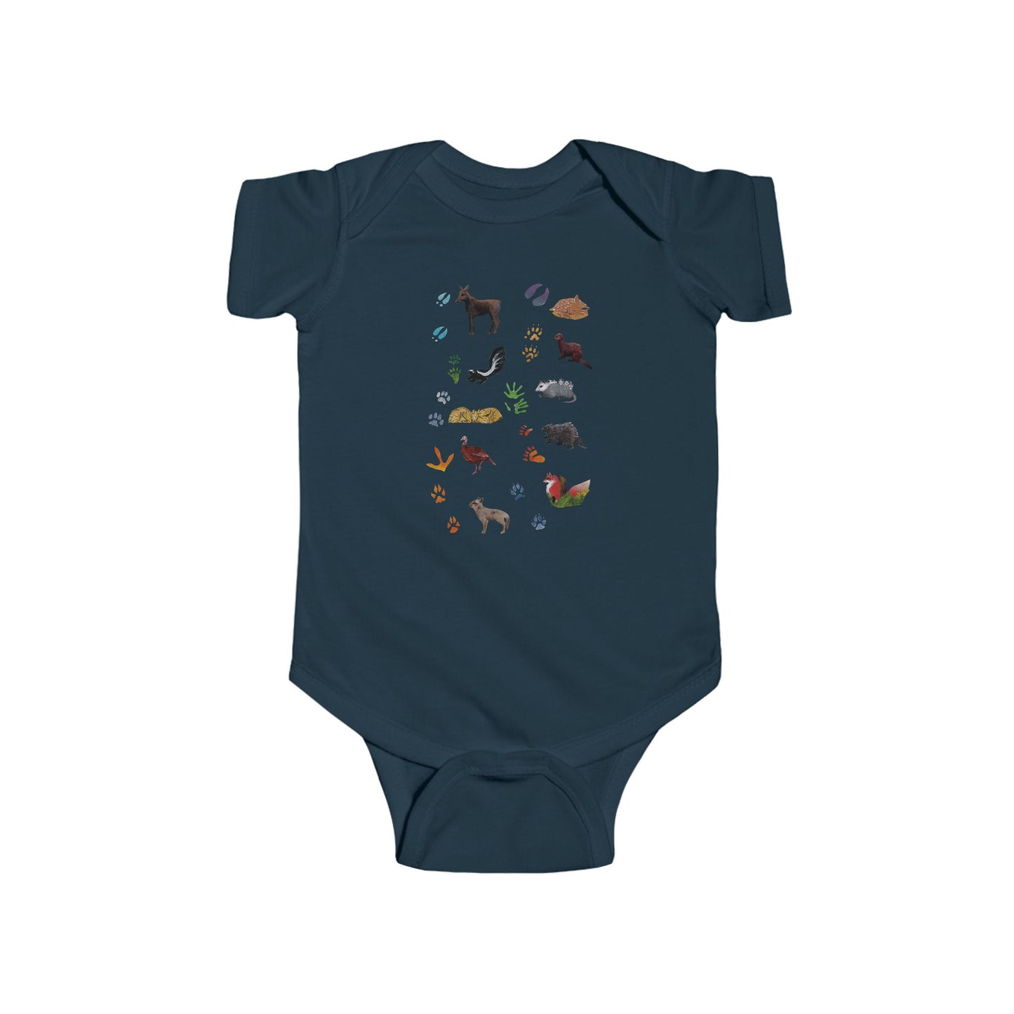 Animal Tracks in the Northeast Infant Bodysuit | Nature Inspired Cotton Baby Clothes