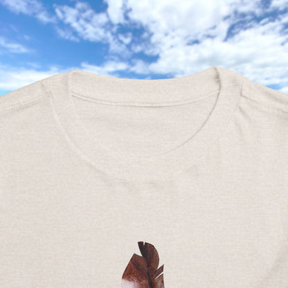Toddler Tee with Owl Feather Design, Personalizable Text, Unisex Cotton Woodland T-Shirt