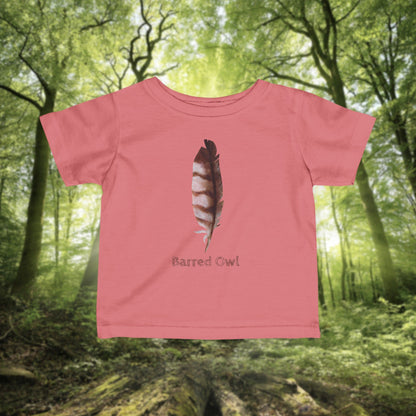 Barred Owl Feather Illustration Infant Tee | Minimalist Nature Inspired Baby Shirt
