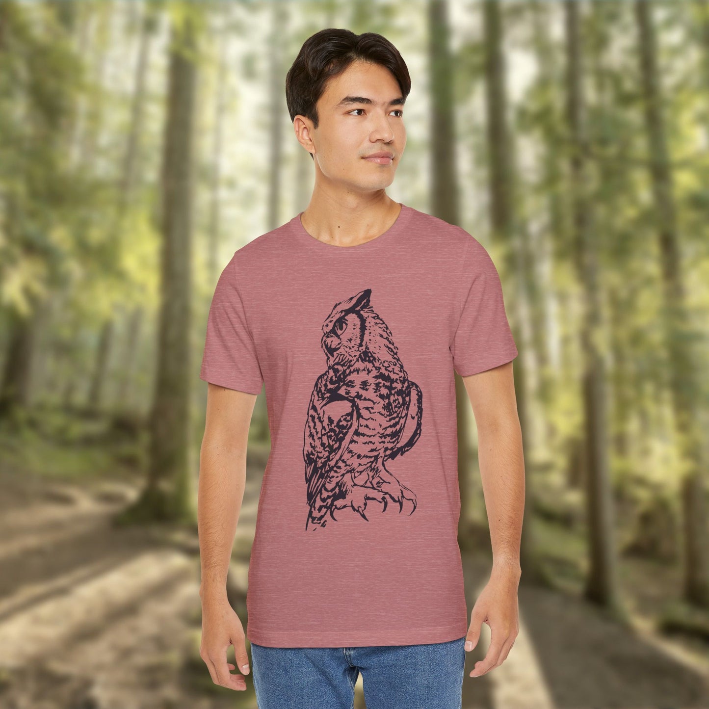 Owl Sketch Tee — Detailed Hand-Drawn Great Horned Owl T-Shirt