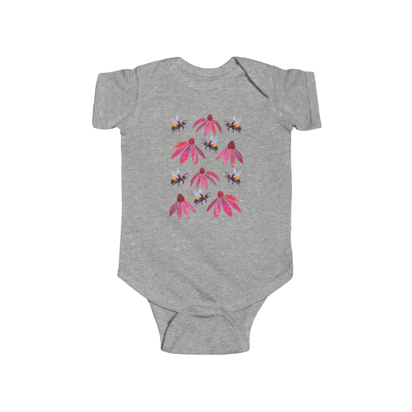 Bumblebee and Echinacea Infant Bodysuit | Baby Bee Onesie