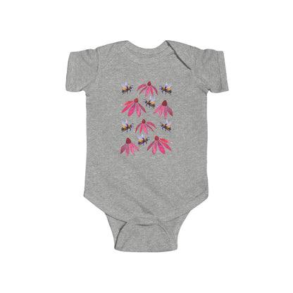 Bumblebee and Echinacea Infant Bodysuit | Baby Bee Onesie